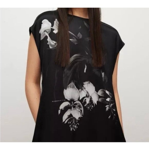 NWT All Saints Gian Kosumoso Dress Black Floral Sz 0 $329 - Picture 8 of 10
